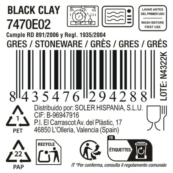 Flat Plate La Mediterránea Black clay
