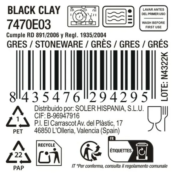 Flat Plate La Mediterránea Black clay
