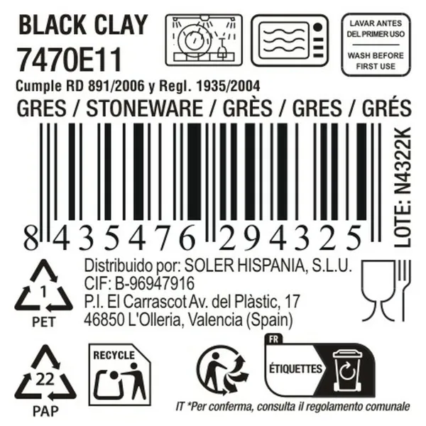 Bļoda La Mediterránea Black clay