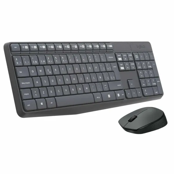 Klaviatūra un Bezvadu Pele Logitech 920-007919 Melns Pelēks Spāņu Qwerty