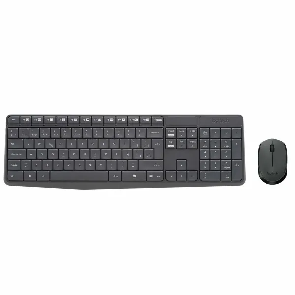 Klaviatūra un Bezvadu Pele Logitech 920-007919 Melns Pelēks Spāņu Qwerty