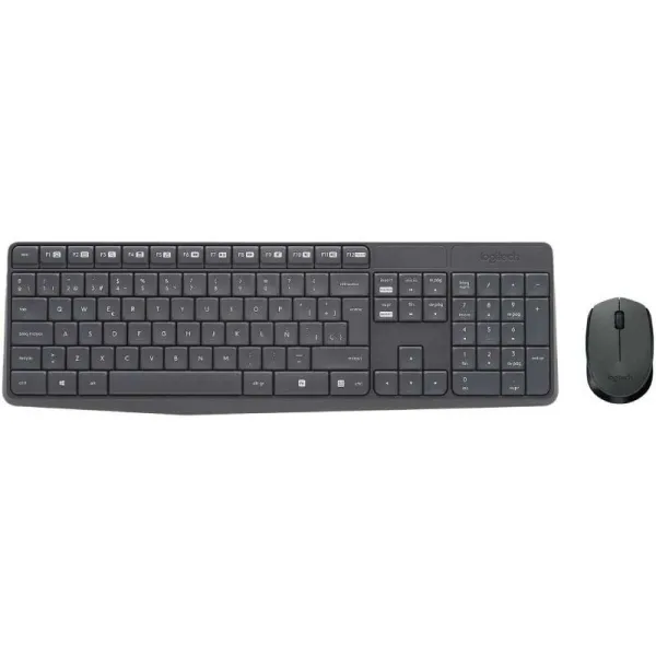 Klaviatūra un Bezvadu Pele Logitech 920-007919 Melns Pelēks Spāņu Qwerty