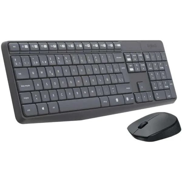 Klaviatūra un Bezvadu Pele Logitech 920-007919 Melns Pelēks Spāņu Qwerty