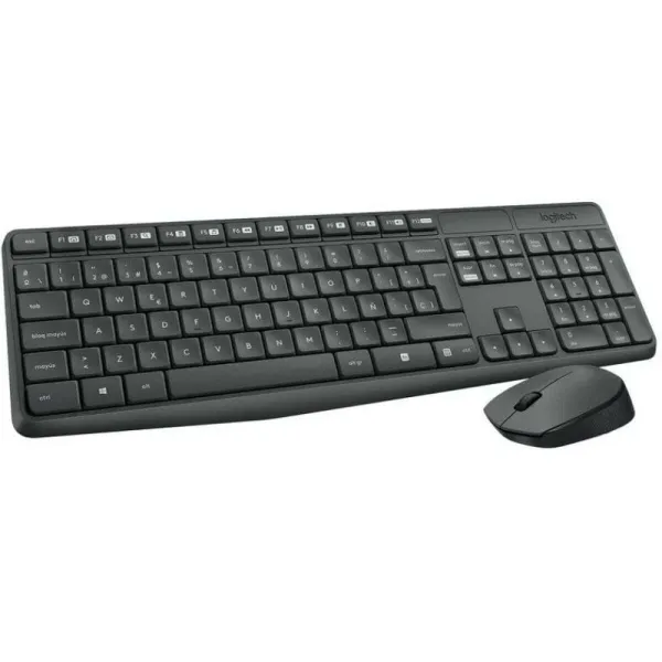 Klaviatūra un Bezvadu Pele Logitech 920-007919 Melns Pelēks Spāņu Qwerty