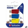 USB stick Verbatim STORE´N´CLICK Multicolour 16 GB 3 Pieces (5 Units)