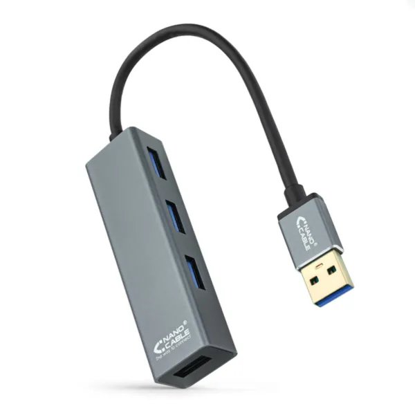 4-Port USB Hub NANOCABLE 10.16.4402 USB 3.0 Pelēks