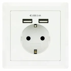 WSienas ligzda ar 2 USB Portas TooQ 10.35.0010 5V/2.4A Balts 2,4 A
