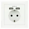 Sieninis lizdas su 2 USB prievadais TooQ 10.35.0010 5V/2.4A Balta 2,4 A