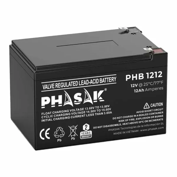 Baterija Nepertraukiamo Maitinimo šaltinio Sistema UPS Phasak PHB 1212 12 Ah 12 V