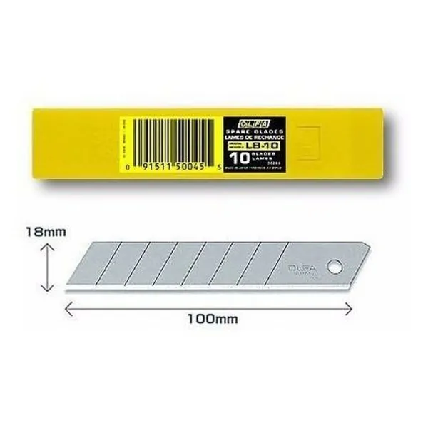 Cutter Blade Olfa 10 x 1,8 cm (6 Units)