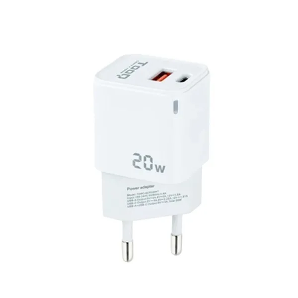 Sieninis įkroviklis TooQ TQWC-QCPD20WT USB-C USB-A
