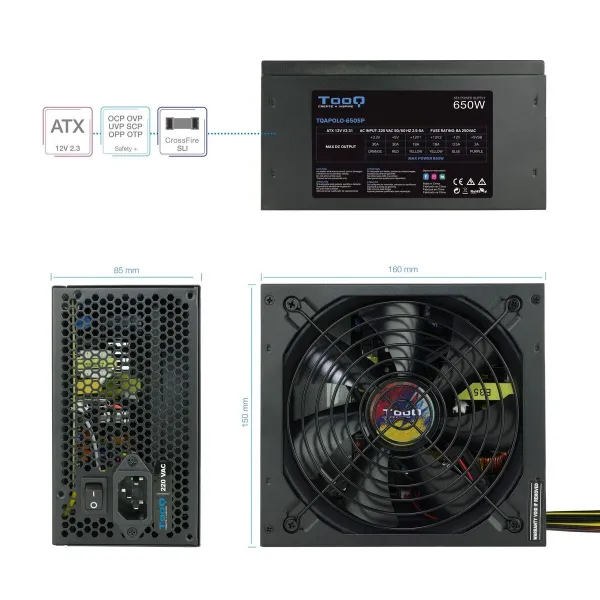 Maitinimo blokas TooQ TQAPOLO-650SP 650 W CE - RoHS
