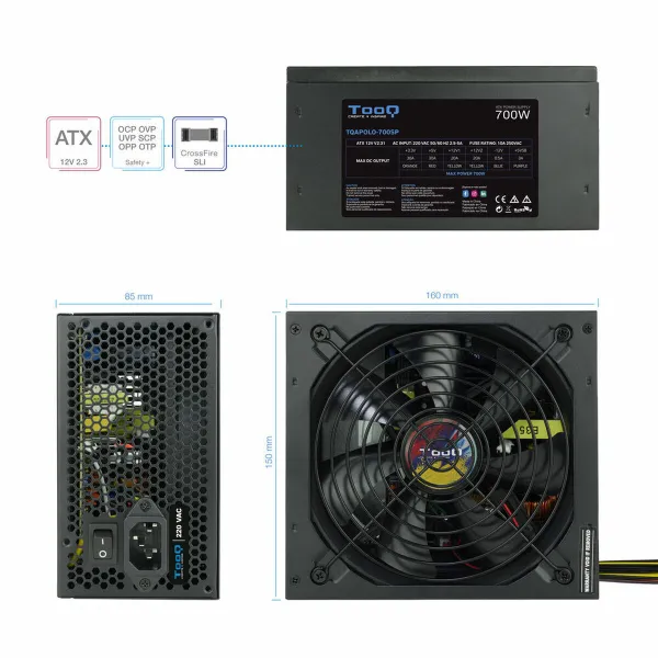 Maitinimo blokas TooQ TQAPOLO-700SP 700 W CE - RoHS