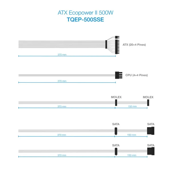 Strāvas padeve TooQ TQEP-500SSE ATX 500W ATX 500 W RoHS