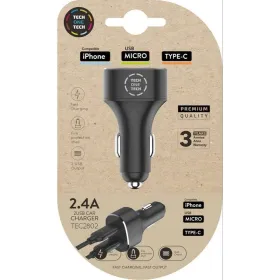 Автомобильное зарядное устройство Tech One Tech TEC2802 Двойное USB-C MicroUSB
