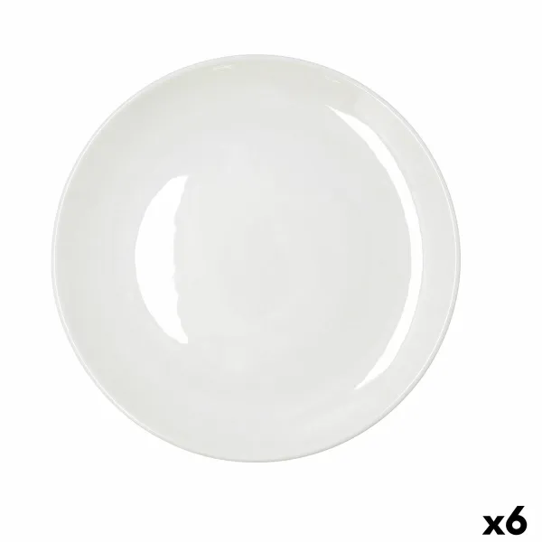 Flat Plate Bidasoa Harmony Hydrozero White Ceramic Ø 27 cm (6 Units)