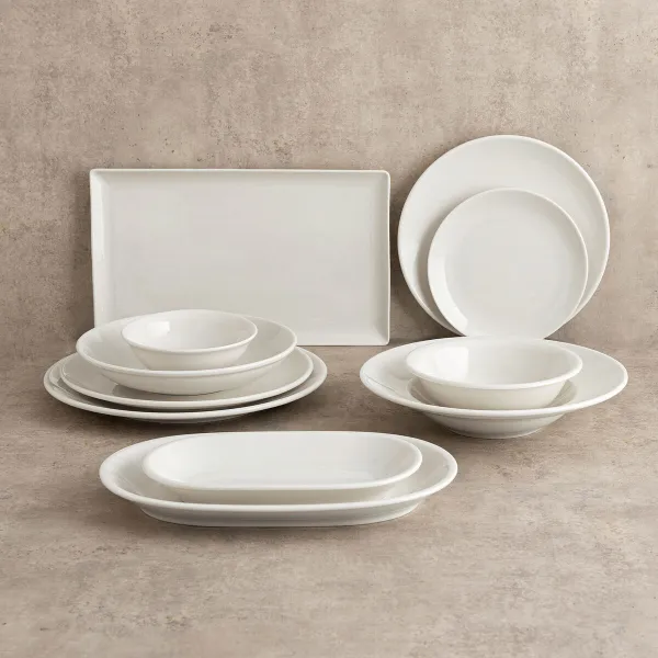 Flat Plate Bidasoa Harmony Hydrozero White Ceramic Ø 21 cm (6 Units)