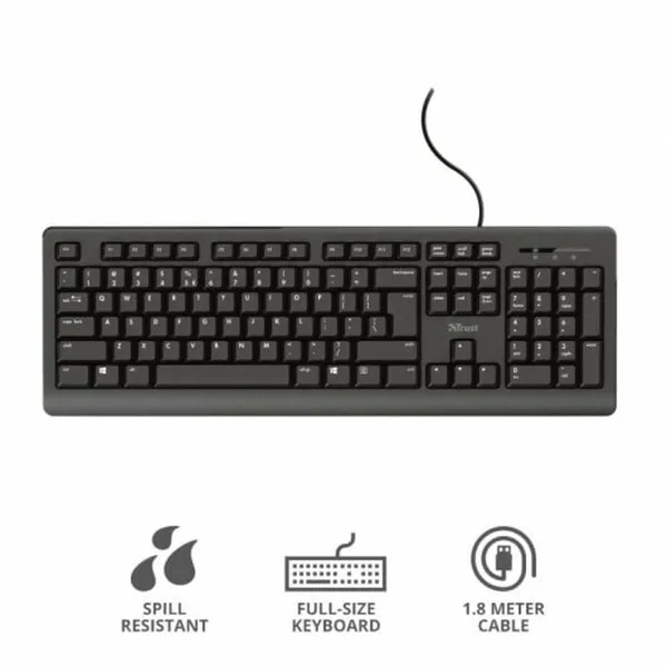 Klaviatuur Trust 23982 Must hispaania QWERTY