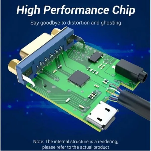 HDMI - VGA adapteris Vention 42154 Juoda 15 cm