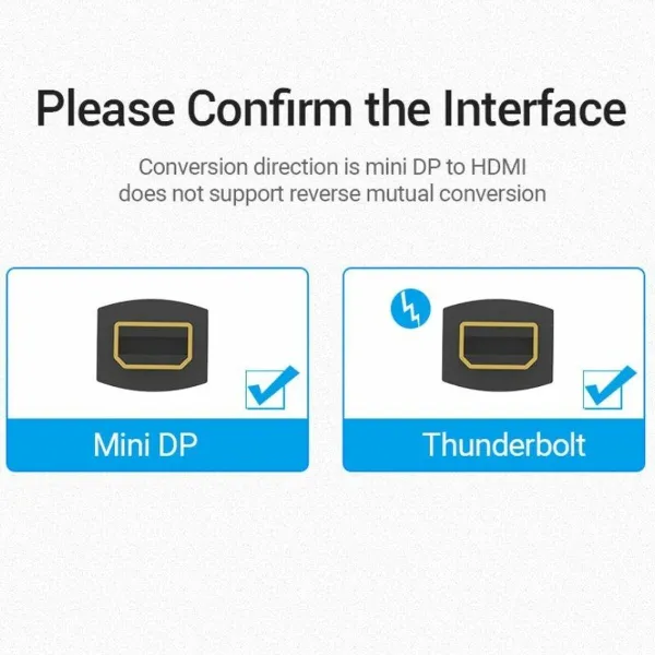 Mini DisplayPort-HDMI Kaabel Vention HBCBB 10 cm Must