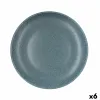 Flat Plate Bidasoa Element Hydrozero Blue Ceramic Ø 27 cm (6 Units)