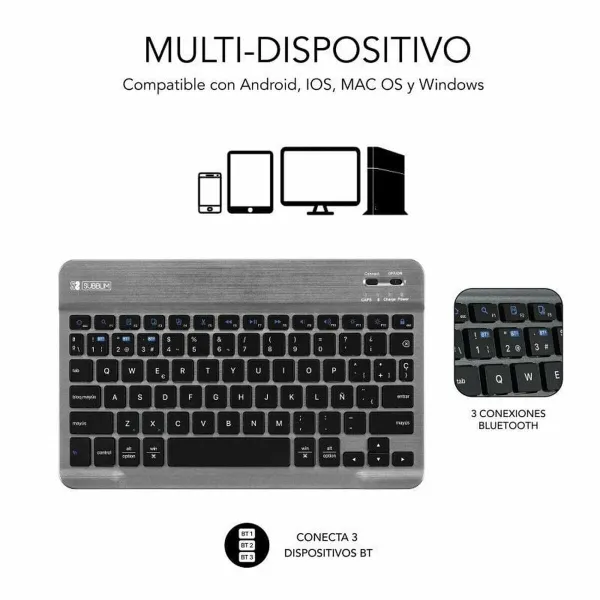 Planšetės dėklas Subblim SUBKT3-BTS060 Juoda Ispaniška Qwerty QWERTY