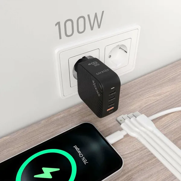 Сетевое зарядное устройство Aisens ASCH-100W4P029-BK 100 W Чёрный (1 штук)
