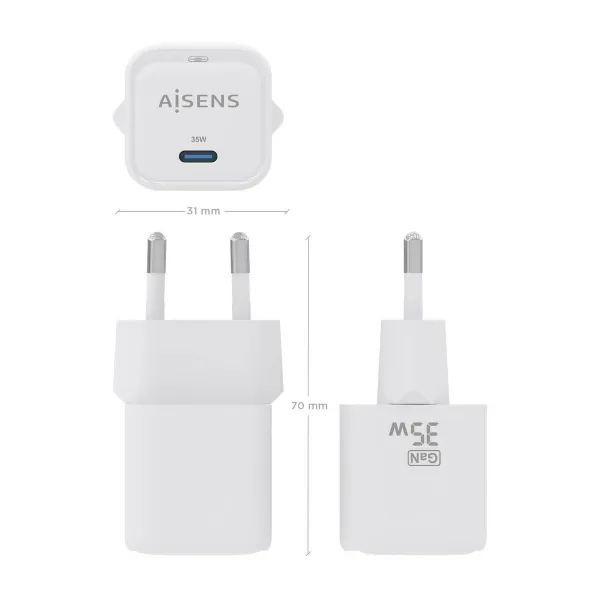 Sieninis įkroviklis Aisens ASCH-35W1P022-W Balta 35 W (1 vnt.)