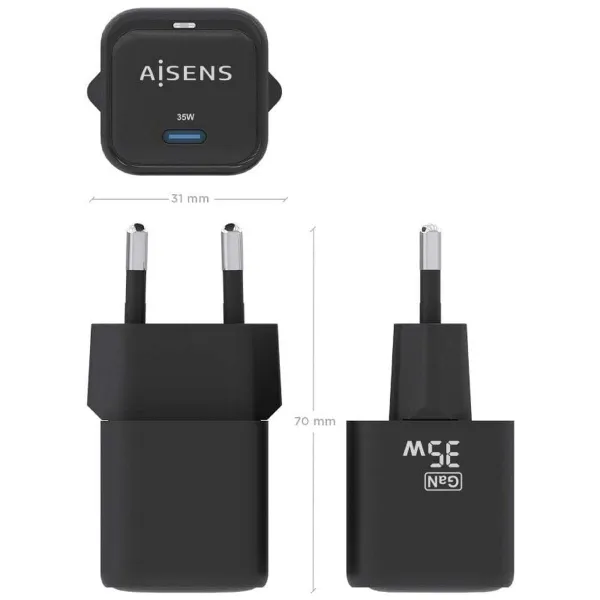 Sienas Lādētājs Aisens ASCH-35W1P023-BK Melns 35 W (1 gb.)