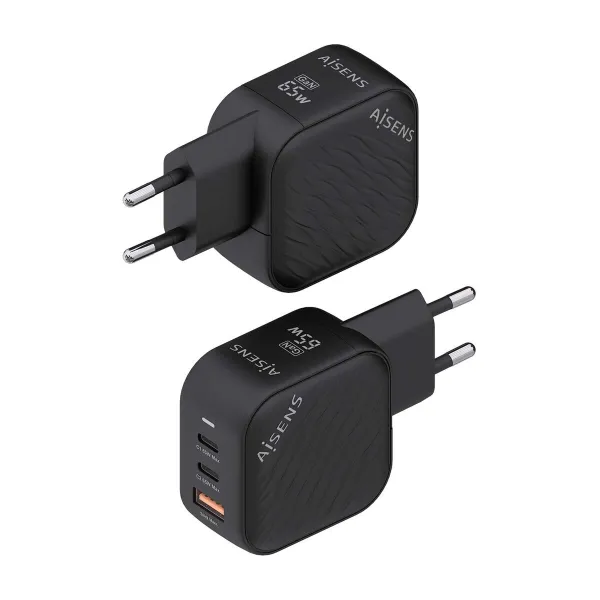 Sieninis įkroviklis Aisens ASCH-65W3P027-BK Juoda 65 W (1 vnt.)