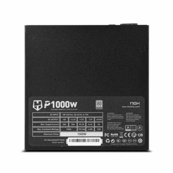 Strāvas padeve Nox-Xtreme NXHUMMERP1000W 1000 W 80 PLUS Platinum