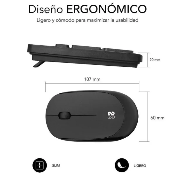 Keyboard and Wireless Mouse Subblim SUBKBC-CSSW10 Black Spanish Qwerty QWERTY