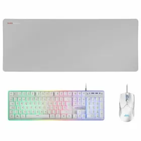 Klaviatuur Mänguri Hiirega Mars Gaming MCPXWES Valge Hispaaniakeelne Qwerty QWERTY LED RGB