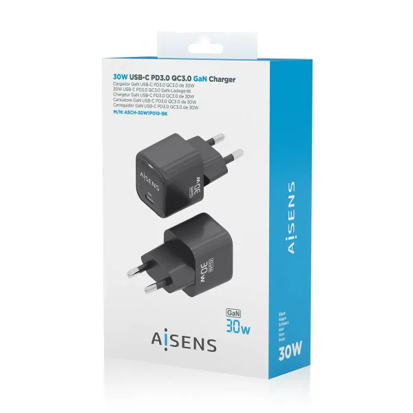 Sieninis įkroviklis Aisens ASCH-30W1P019-BK Juoda 33 W