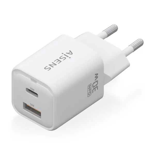 Sieninis įkroviklis Aisens ASCH-30W2P020-W Balta 30 W (1 vnt.)