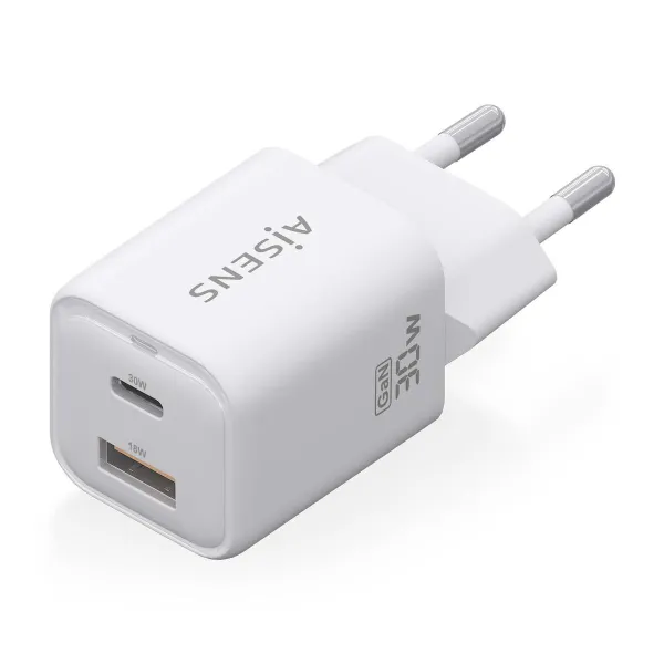 Sieninis įkroviklis Aisens ASCH-30W2P020-W Balta 30 W (1 vnt.)