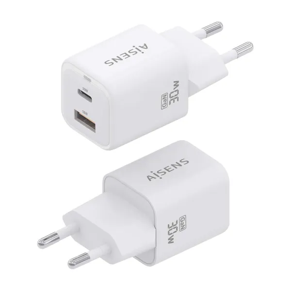 Sieninis įkroviklis Aisens ASCH-30W2P020-W Balta 30 W (1 vnt.)