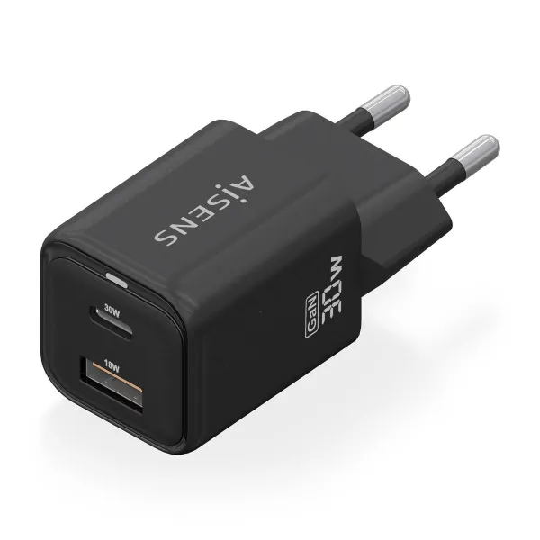 Sieninis įkroviklis Aisens ASCH-30W2P021-BK Juoda 30 W (1 vnt.)