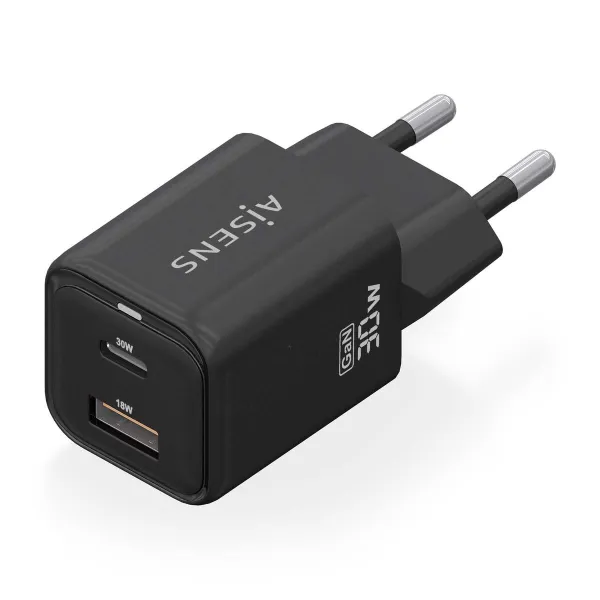 Sieninis įkroviklis Aisens ASCH-30W2P021-BK Juoda 30 W (1 vnt.)