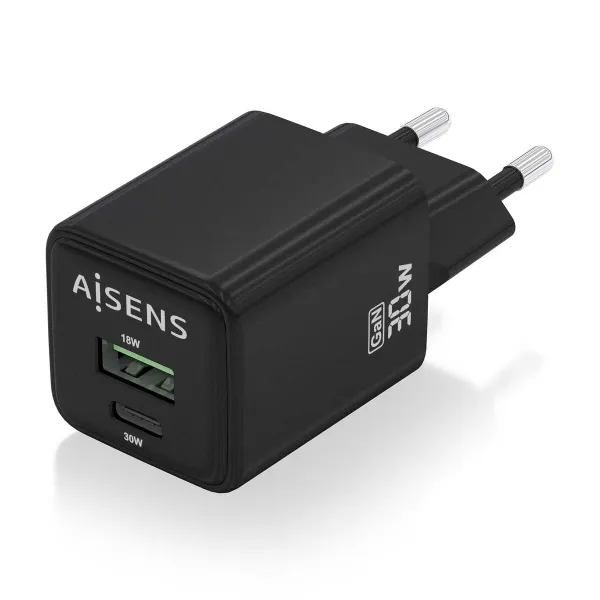 Sieninis įkroviklis Aisens ASCH-30W2P038-BK Juoda 30 W (1 vnt.)