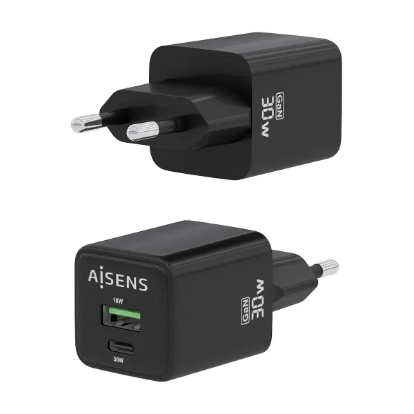 Sieninis įkroviklis Aisens ASCH-30W2P038-BK Juoda 30 W (1 vnt.)