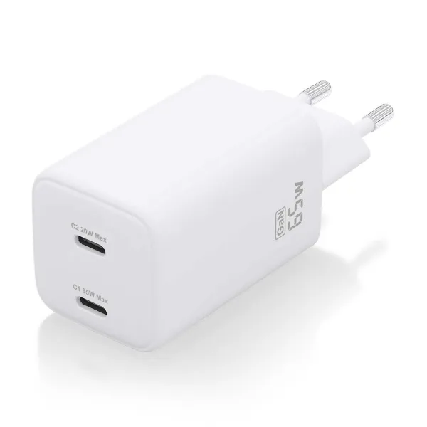 Sieninis įkroviklis Aisens ASCH-65W2P039-W Balta 65 W (1 vnt.)