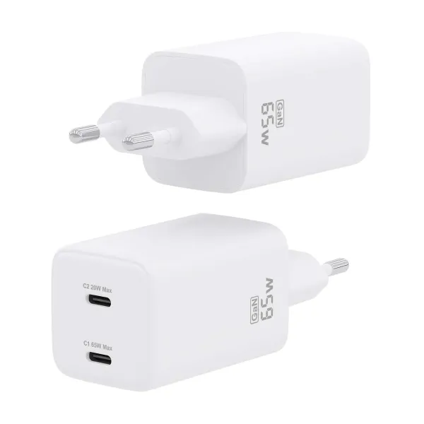 Sieninis įkroviklis Aisens ASCH-65W2P039-W Balta 65 W (1 vnt.)