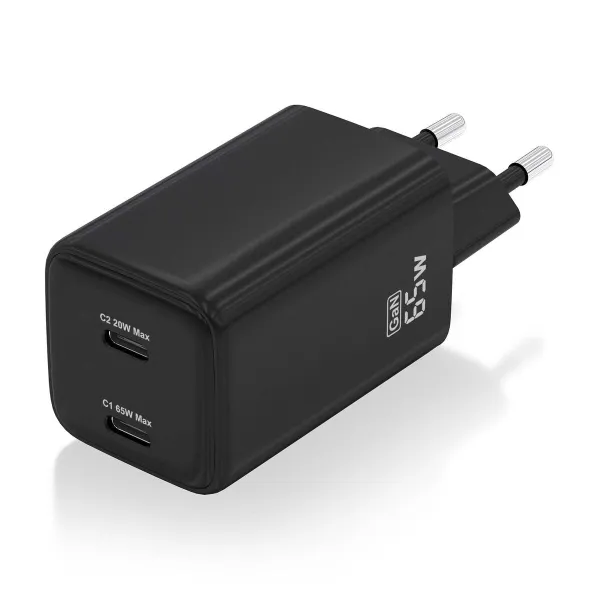 Sieninis įkroviklis Aisens ASCH-65W2P040-BK Juoda 65 W (1 vnt.)