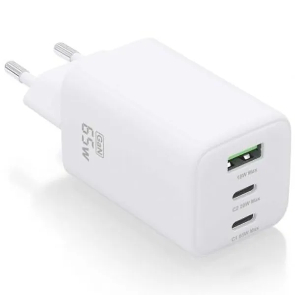 Sieninis įkroviklis Aisens ASCH-65W3P041-W Balta 65 W (1 vnt.)