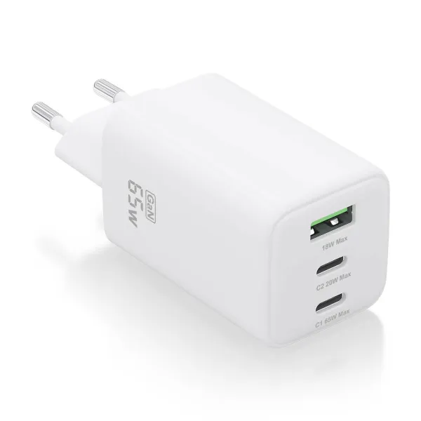 Sieninis įkroviklis Aisens ASCH-65W3P041-W Balta 65 W (1 vnt.)
