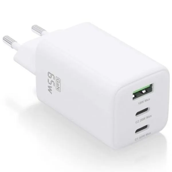 Sieninis įkroviklis Aisens ASCH-65W3P041-W Balta 65 W (1 vnt.)