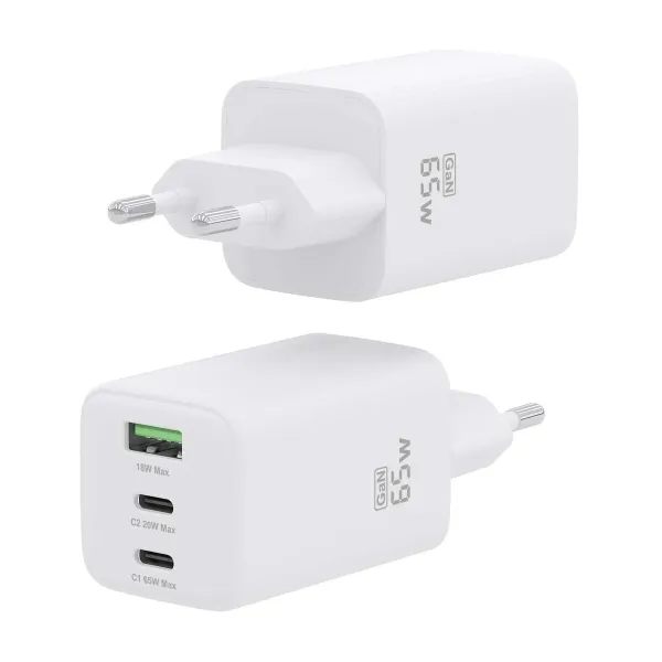 Sieninis įkroviklis Aisens ASCH-65W3P041-W Balta 65 W (1 vnt.)