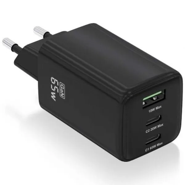 Sieninis įkroviklis Aisens ASCH-65W3P042-BK Juoda 65 W (1 vnt.)
