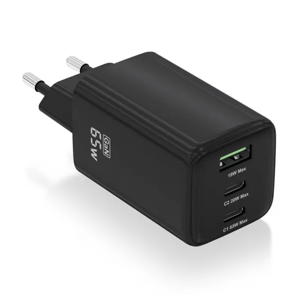 Sieninis įkroviklis Aisens ASCH-65W3P042-BK Juoda 65 W (1 vnt.)